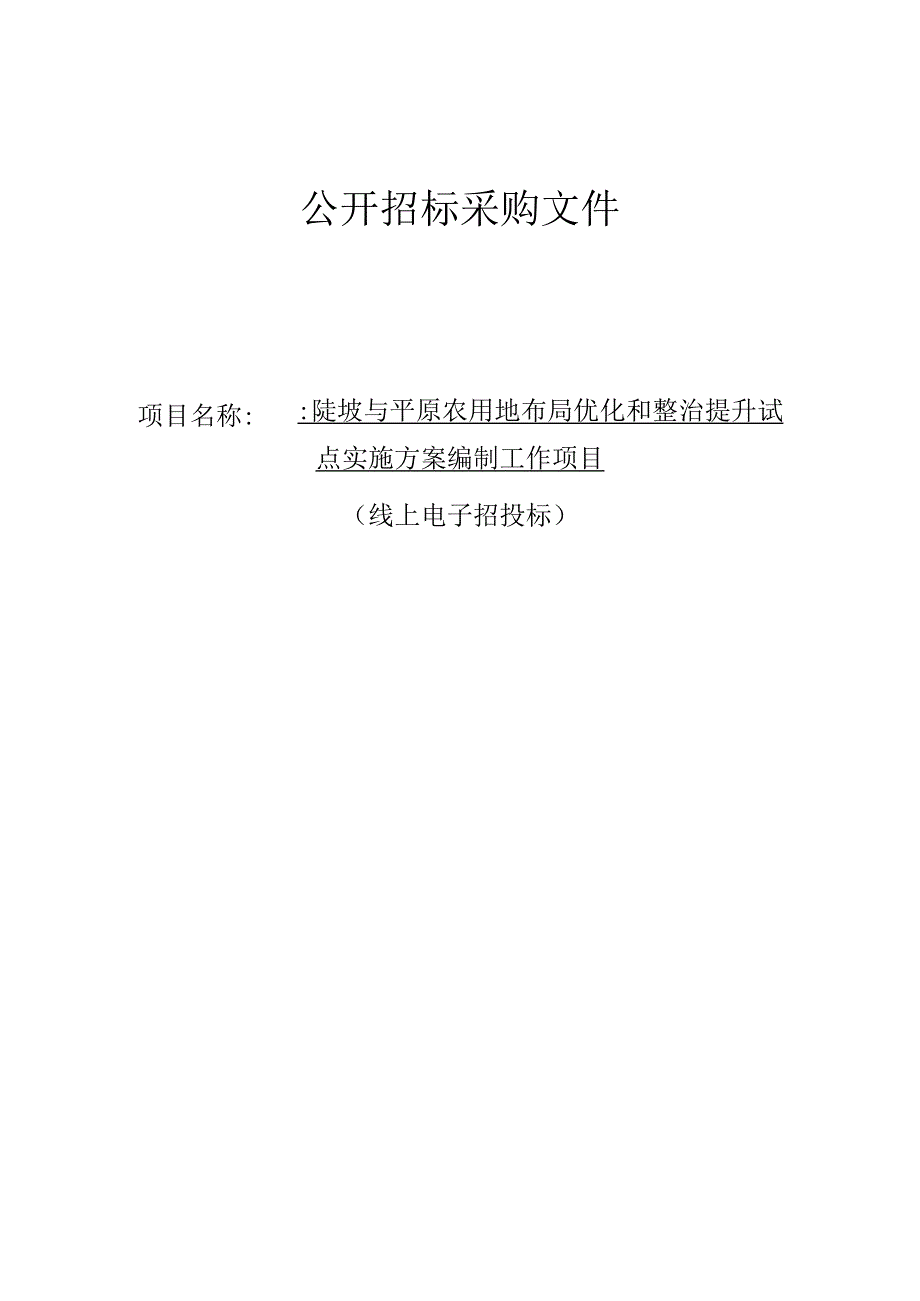 陡坡与平原农用地布局优化和整治提升试点实施方案编制工作项目招标文件.docx_第1页