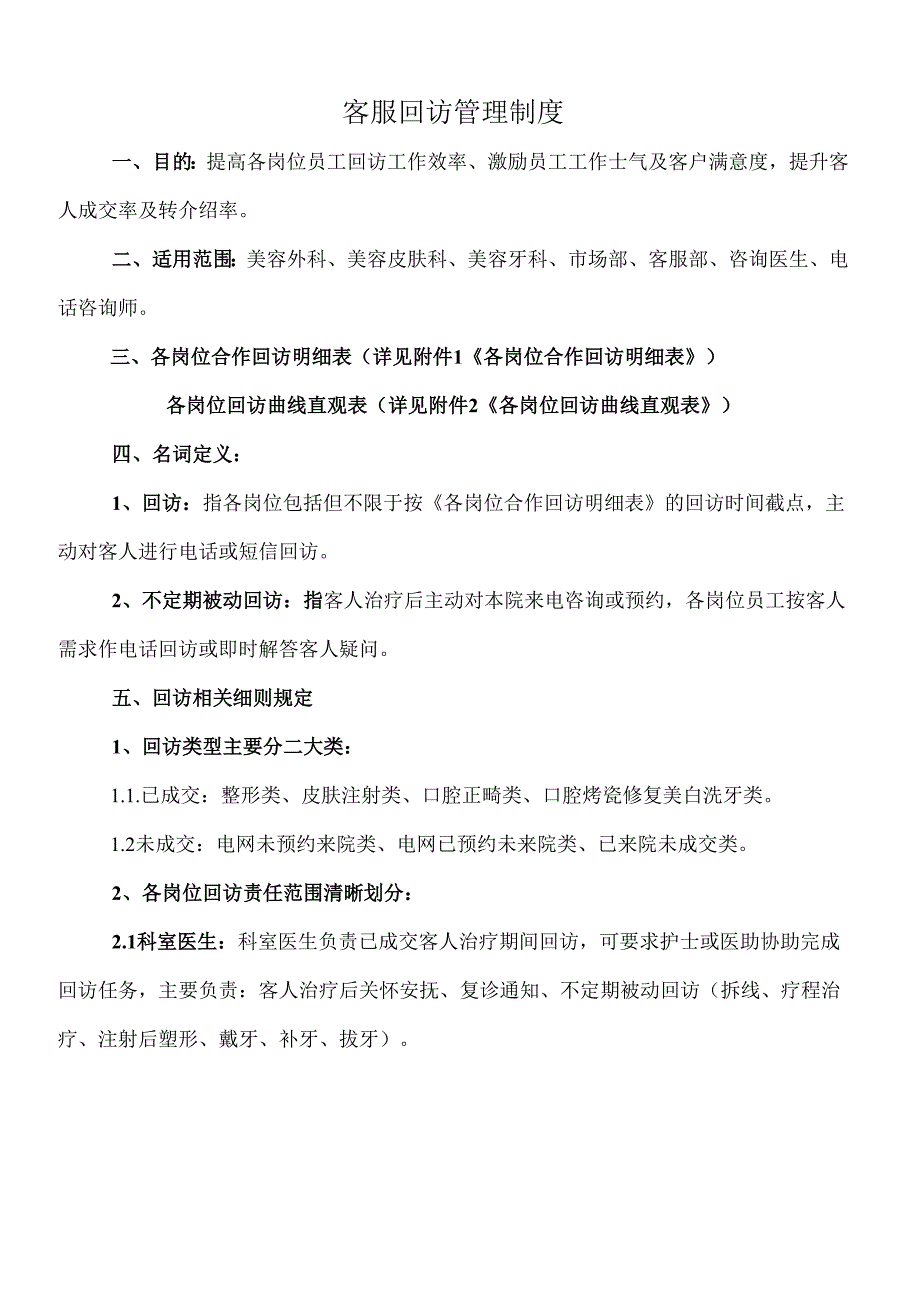 医美整形客服回访管理制度.docx_第1页