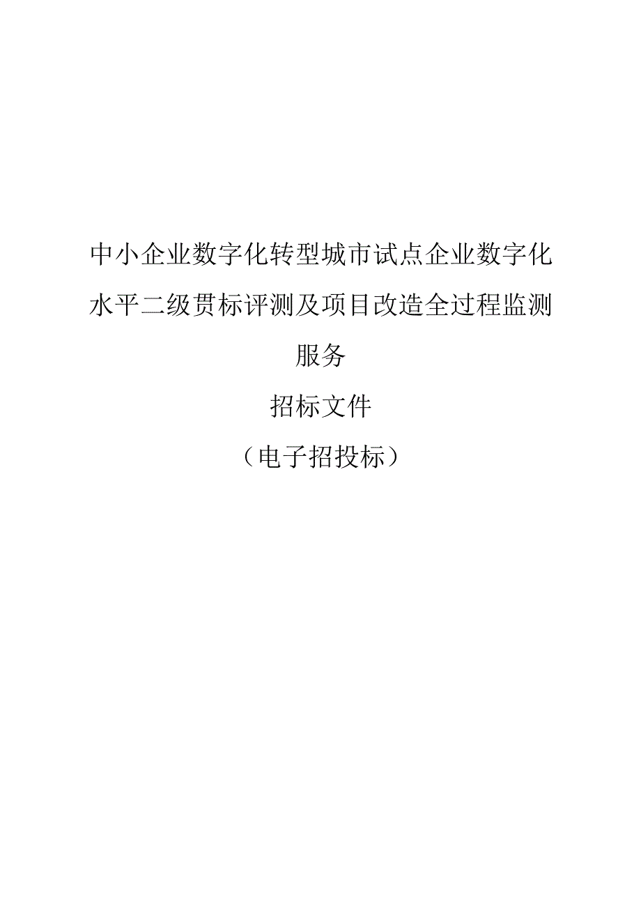 中小企业数字化转型城市试点企业数字化水平二级贯标评测及项目改造全过程监测服务招标文件.docx_第1页