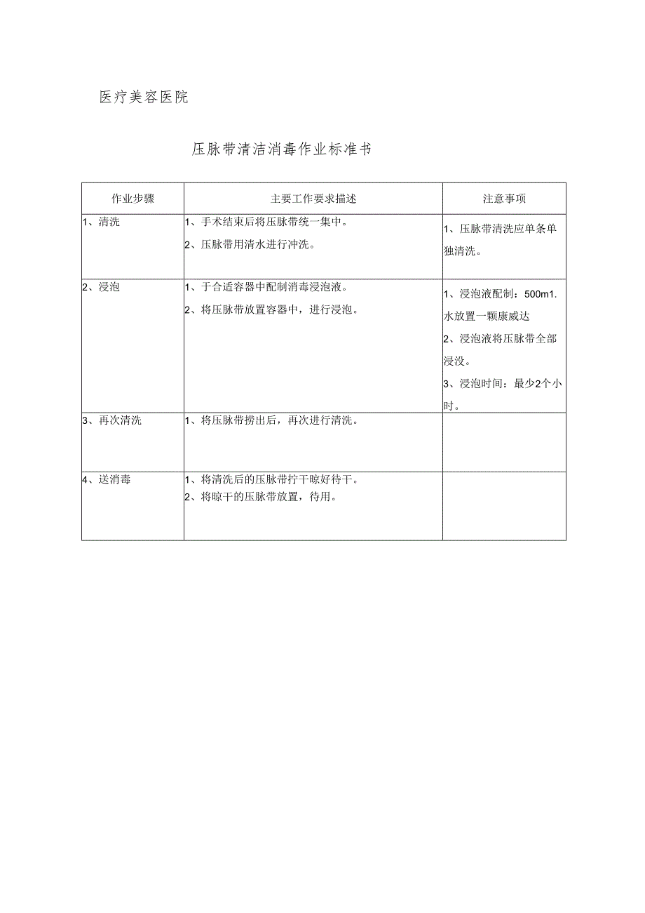 医院手术室压脉带清洁消毒作业标准书.docx_第1页