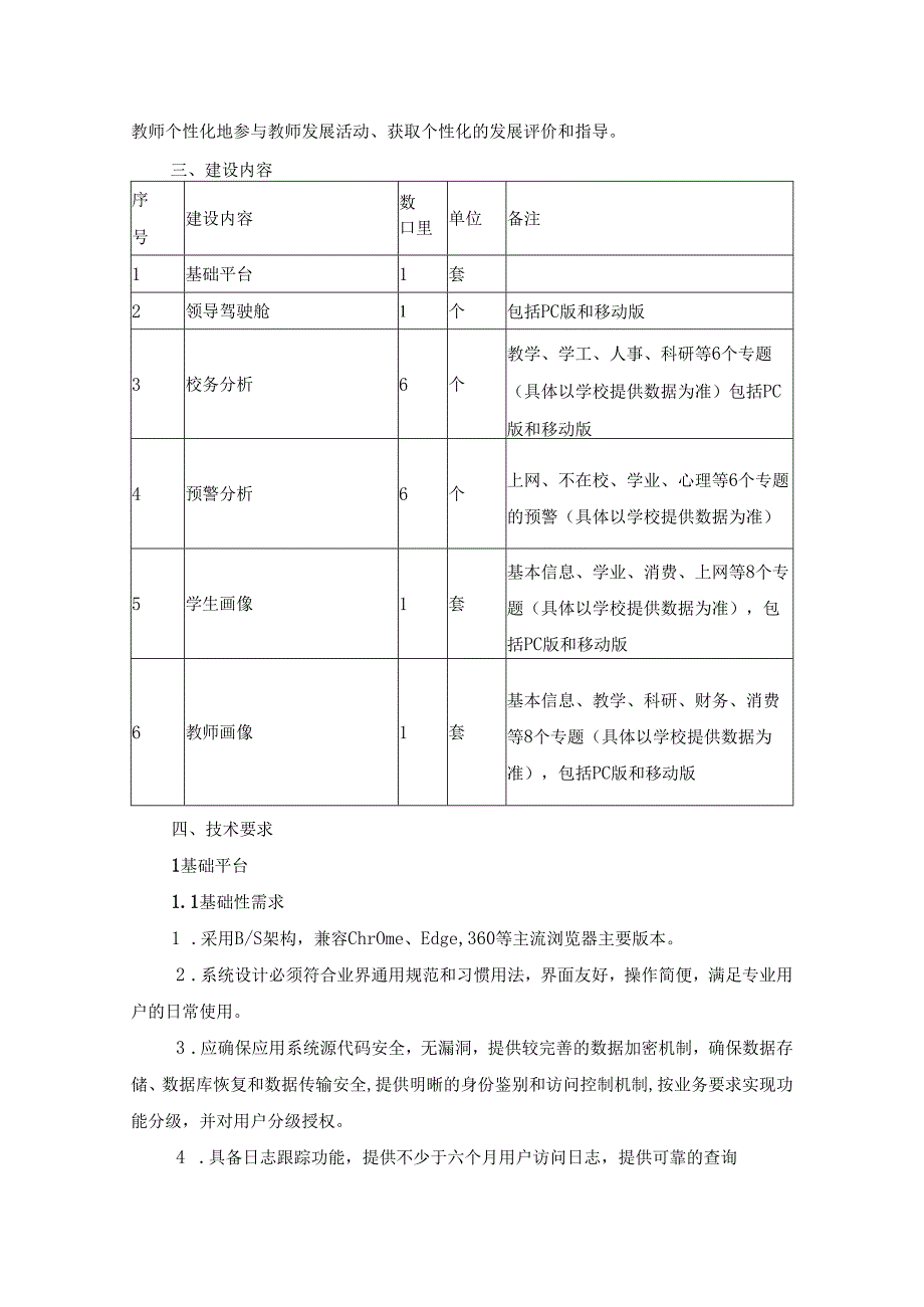 XXXX学院数据可视化平台项目建设采购需求.docx_第2页