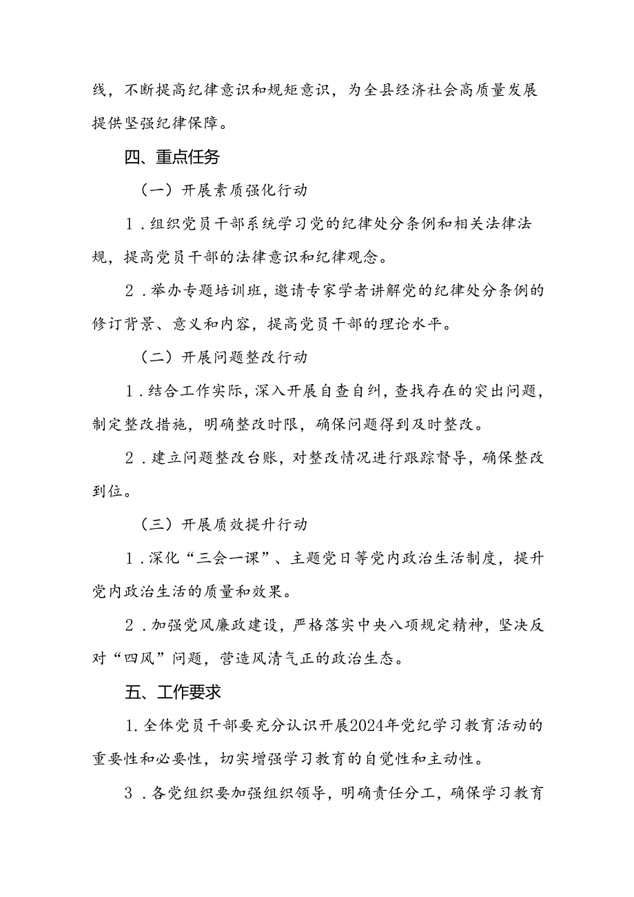 2024年关于开展党纪学习教育活动的实施方案三篇.docx_第2页