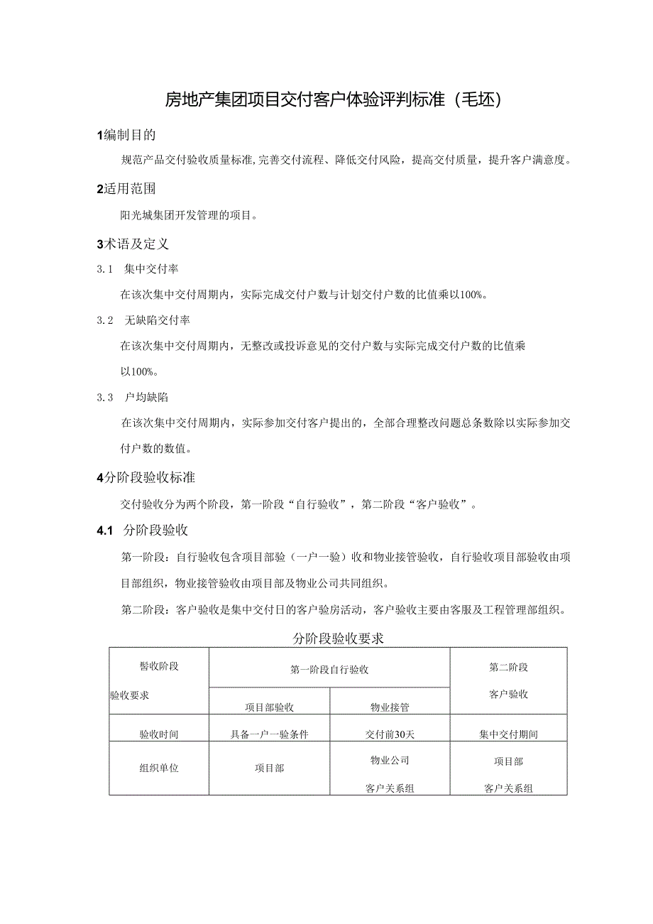 房地产集团项目交付客户体验评判标准(毛坯).docx_第1页