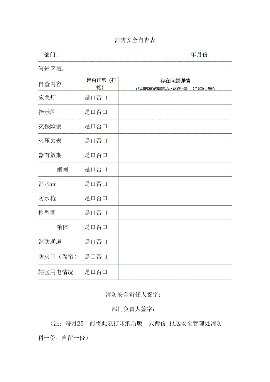 消防安全自查表（最新版）.docx_第1页