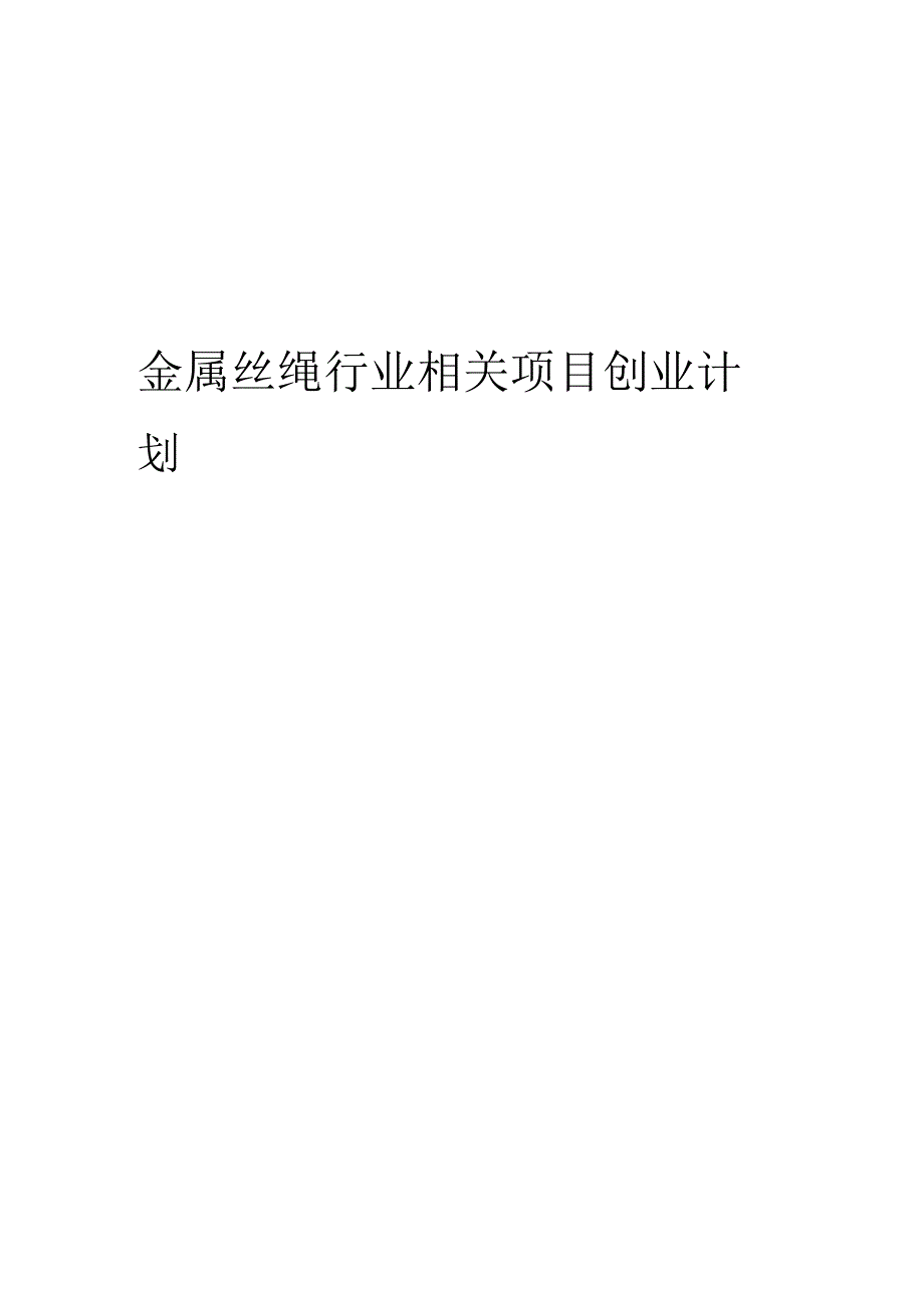 金属丝绳行业相关项目创业计划书.docx_第1页