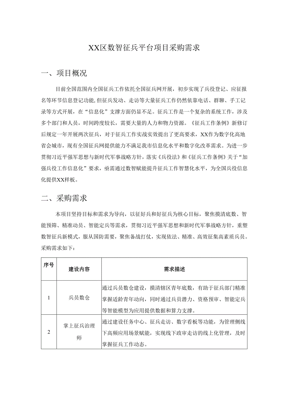 XX区数智征兵平台项目采购需求.docx_第1页