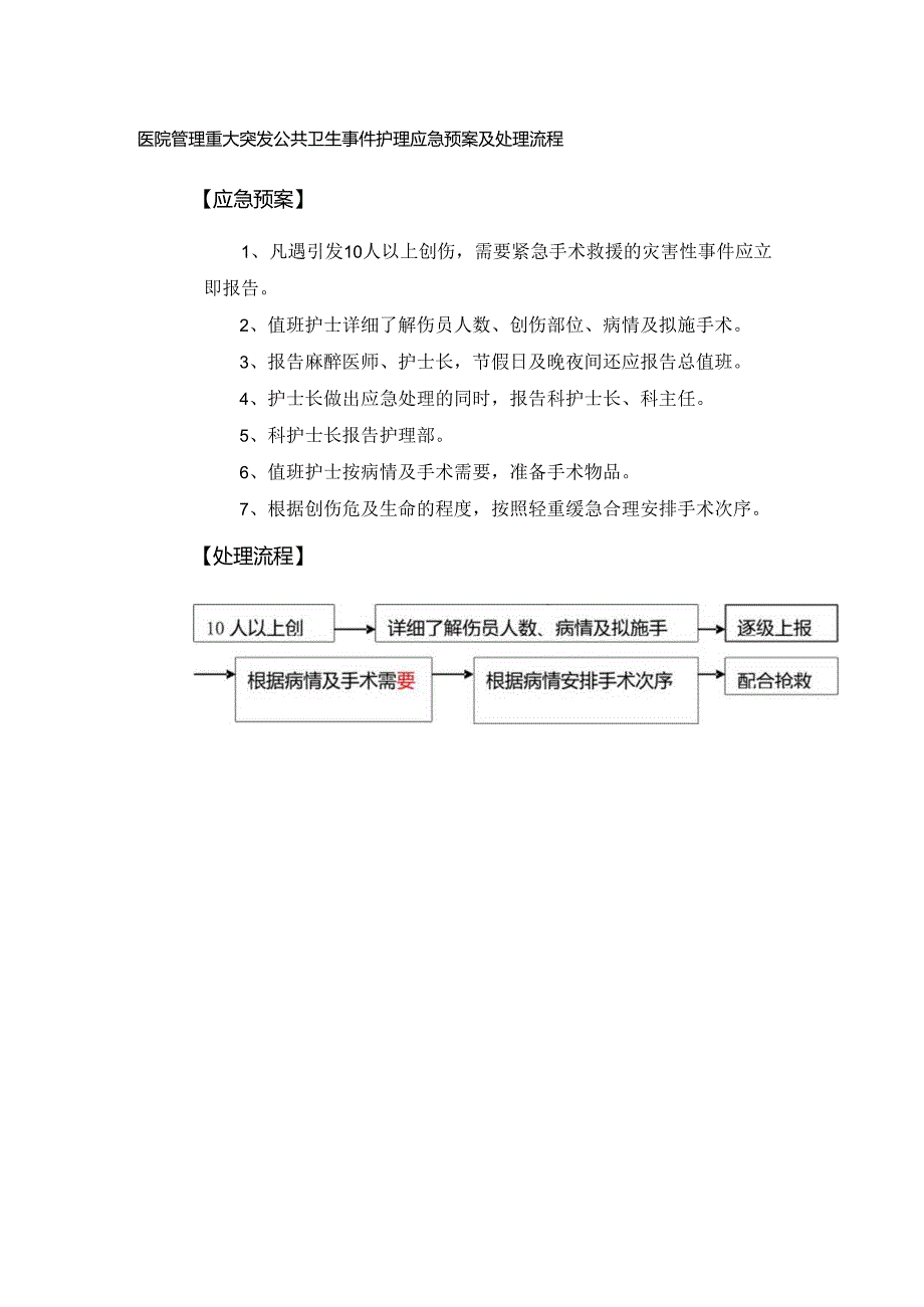 医院管理重大突发公共卫生事件护理应急预案及处理流程.docx_第1页