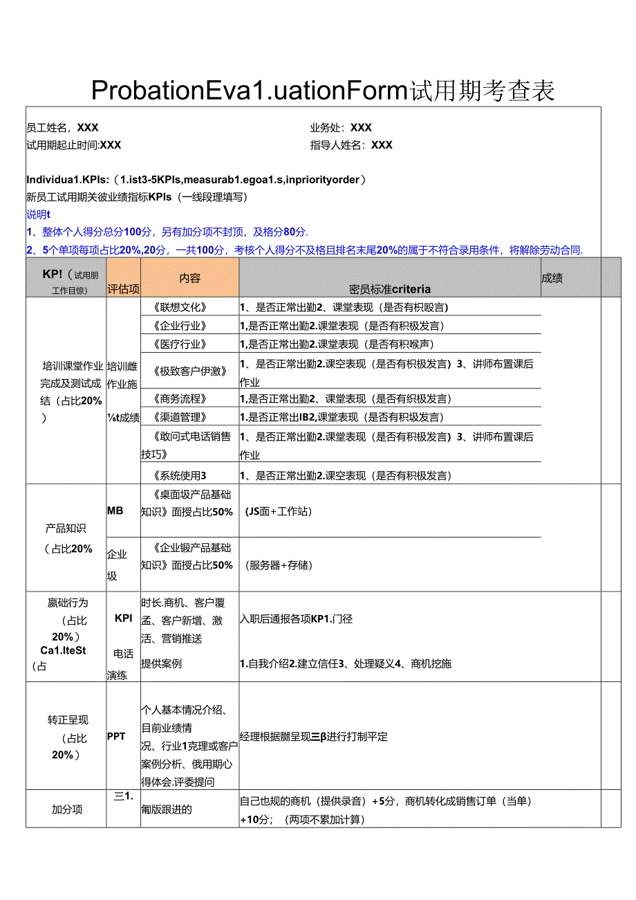 DCG项目试用期考查表.docx_第1页