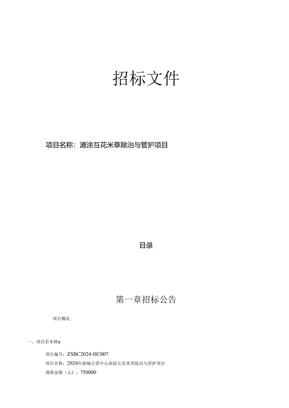 滩涂互花米草除治与管护项目招标文件.docx_第1页