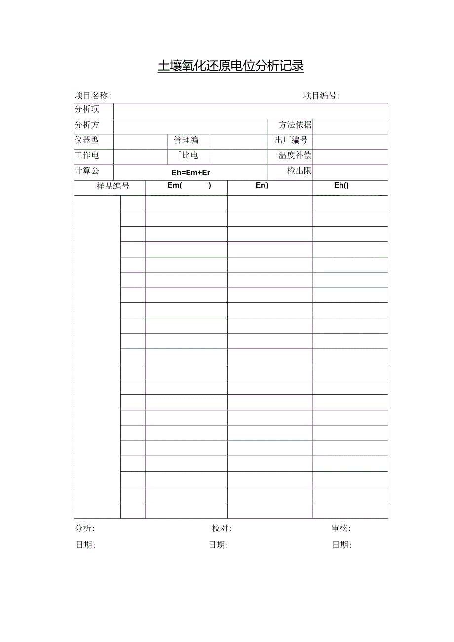 土壤氧化还原电位分析记录.docx_第1页