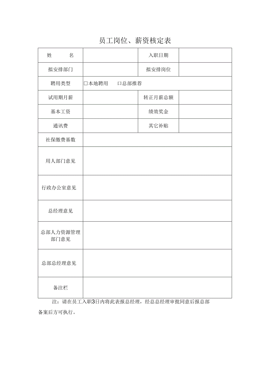 公司员工岗位、薪资核定表.docx_第1页