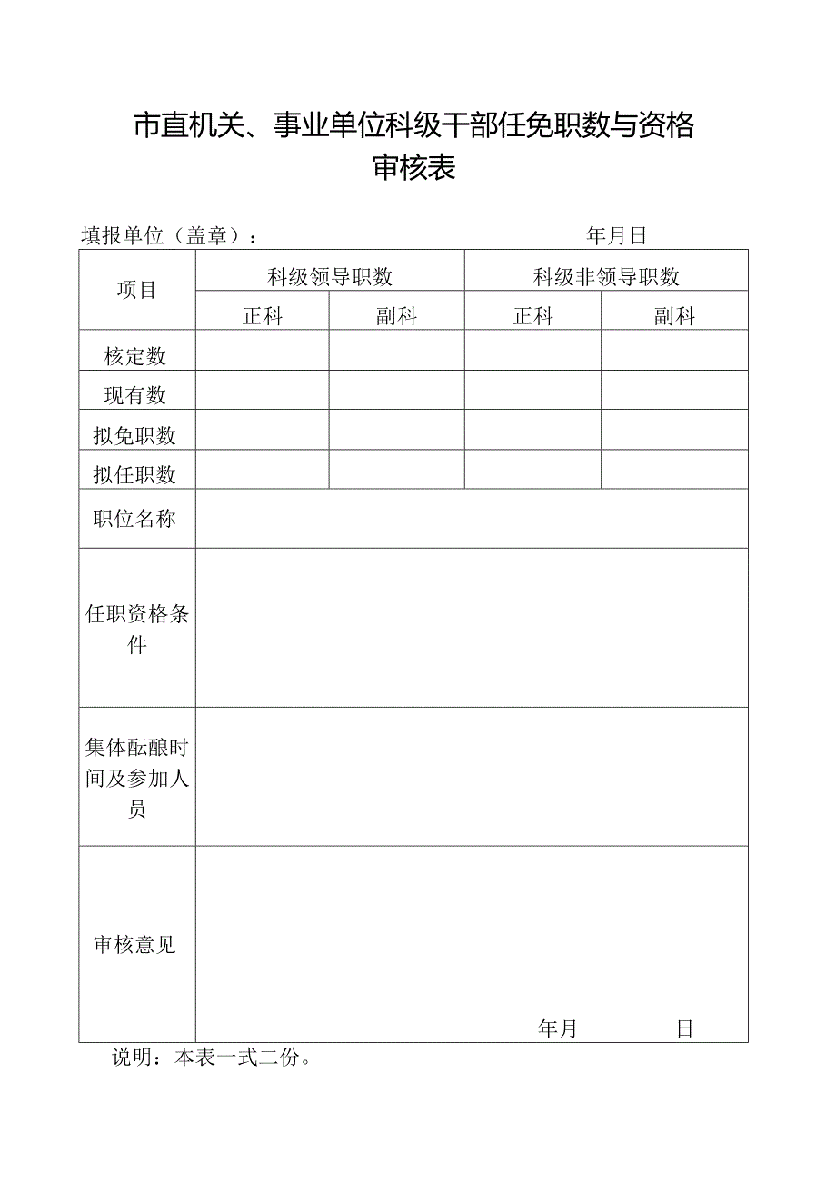 干部任免职数与资格审核表.docx_第1页