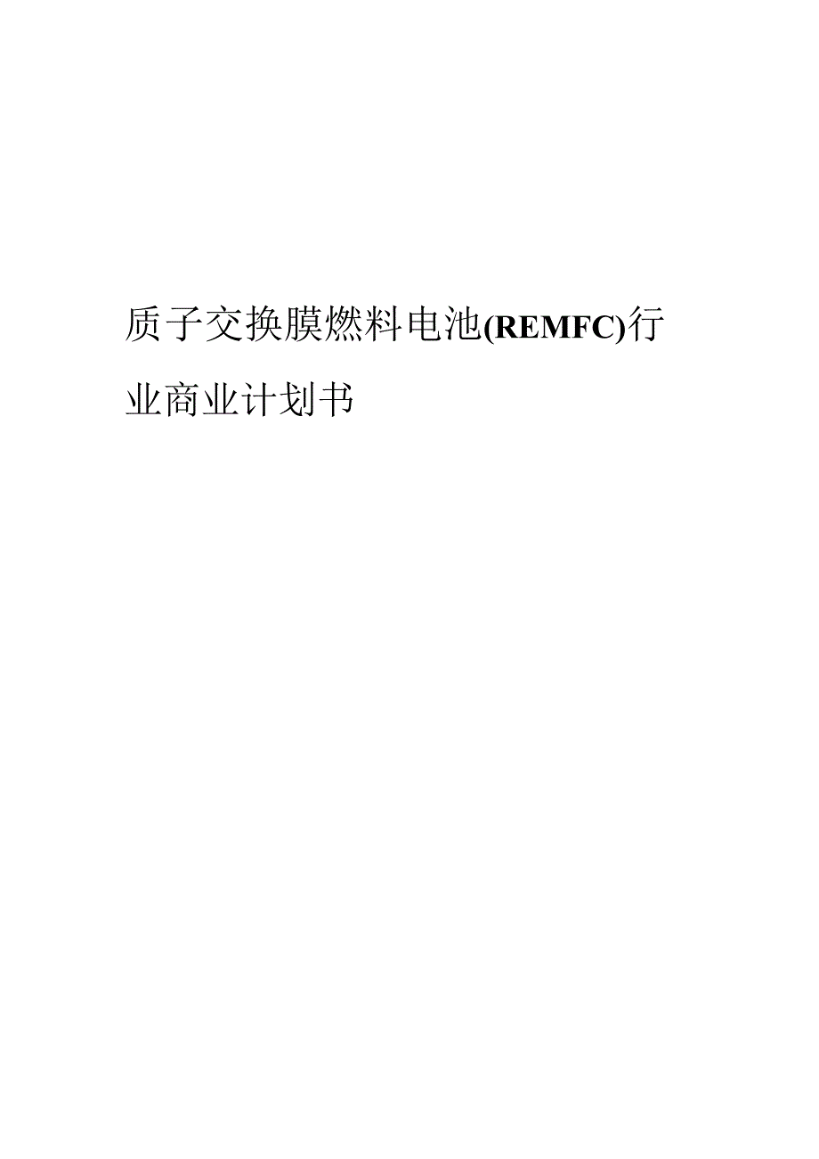 质子交换膜燃料电池(REMFC)行业商业计划书.docx_第1页