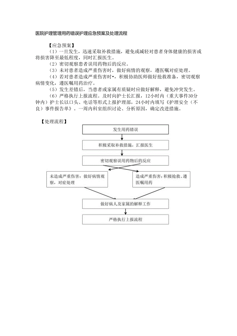 医院护理管理用药错误护理应急预案及处理流程.docx_第1页