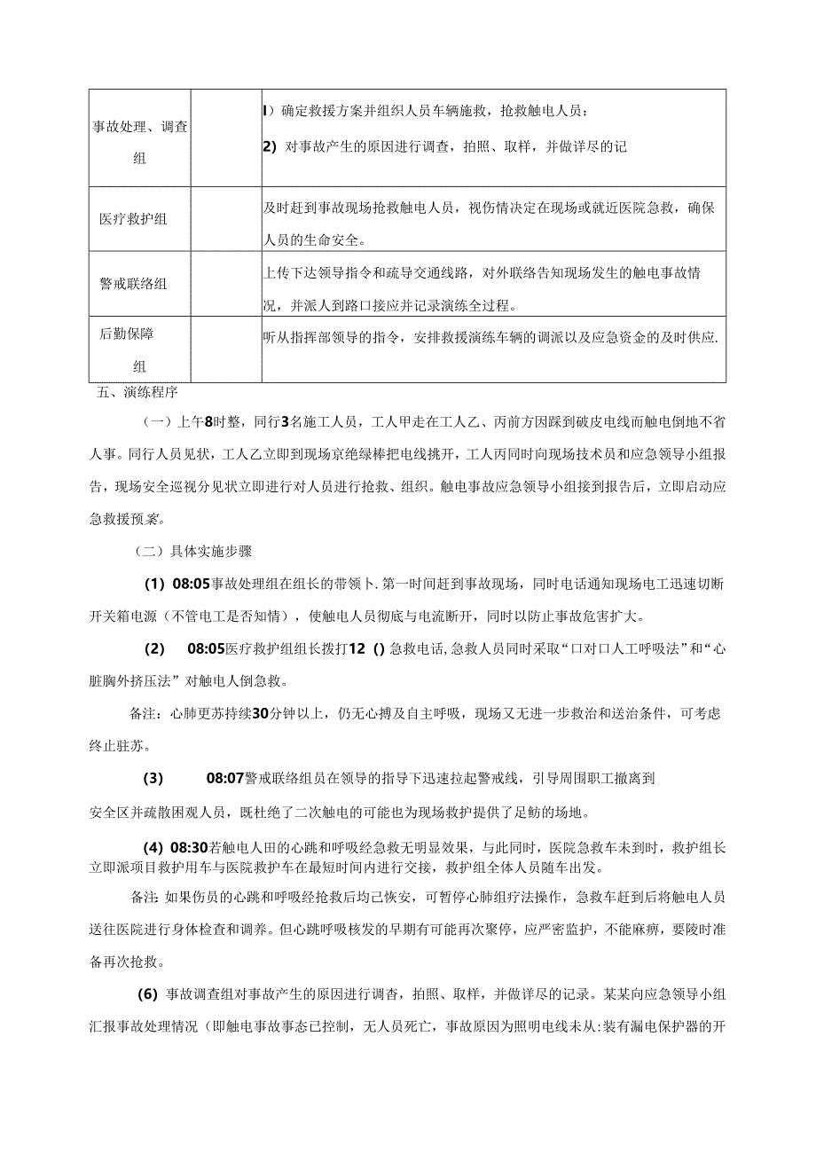 触电事故应急预案演练方案范文.docx_第2页