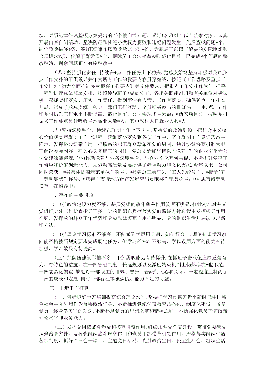 国企党总支2024年上半年党建工作总结及下半年工作计划.docx_第3页