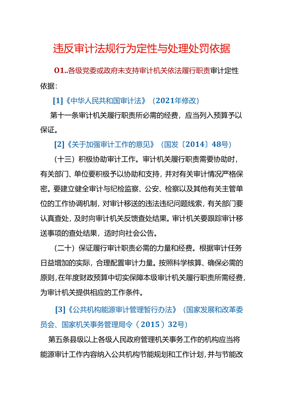 违反审计法规行为定性与处理处罚依据.docx_第1页