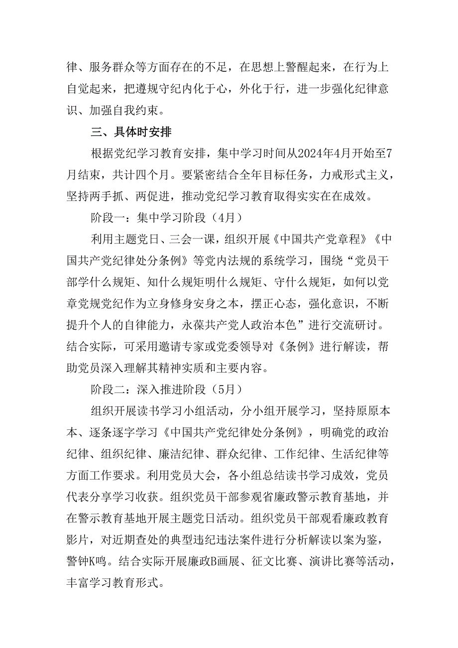 （10篇）关于党支部党纪学习教育学习计划方案参考范文.docx_第2页