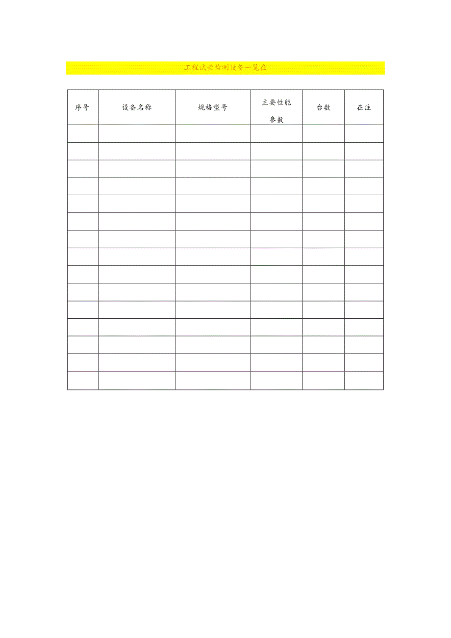 工 程 试 验 检 测 设 备 一 览 表模板.docx_第1页
