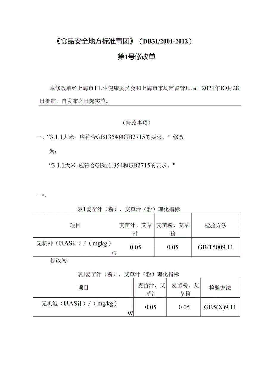 DB31 2001-2012 第1号修改单.docx_第1页