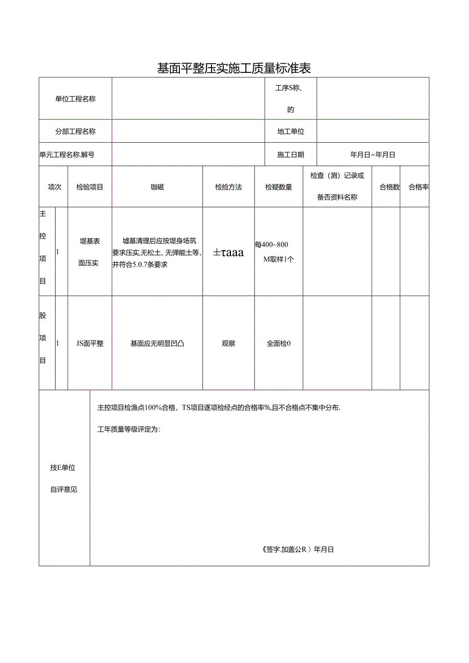 基面平整压实施工质量标准表.docx_第1页