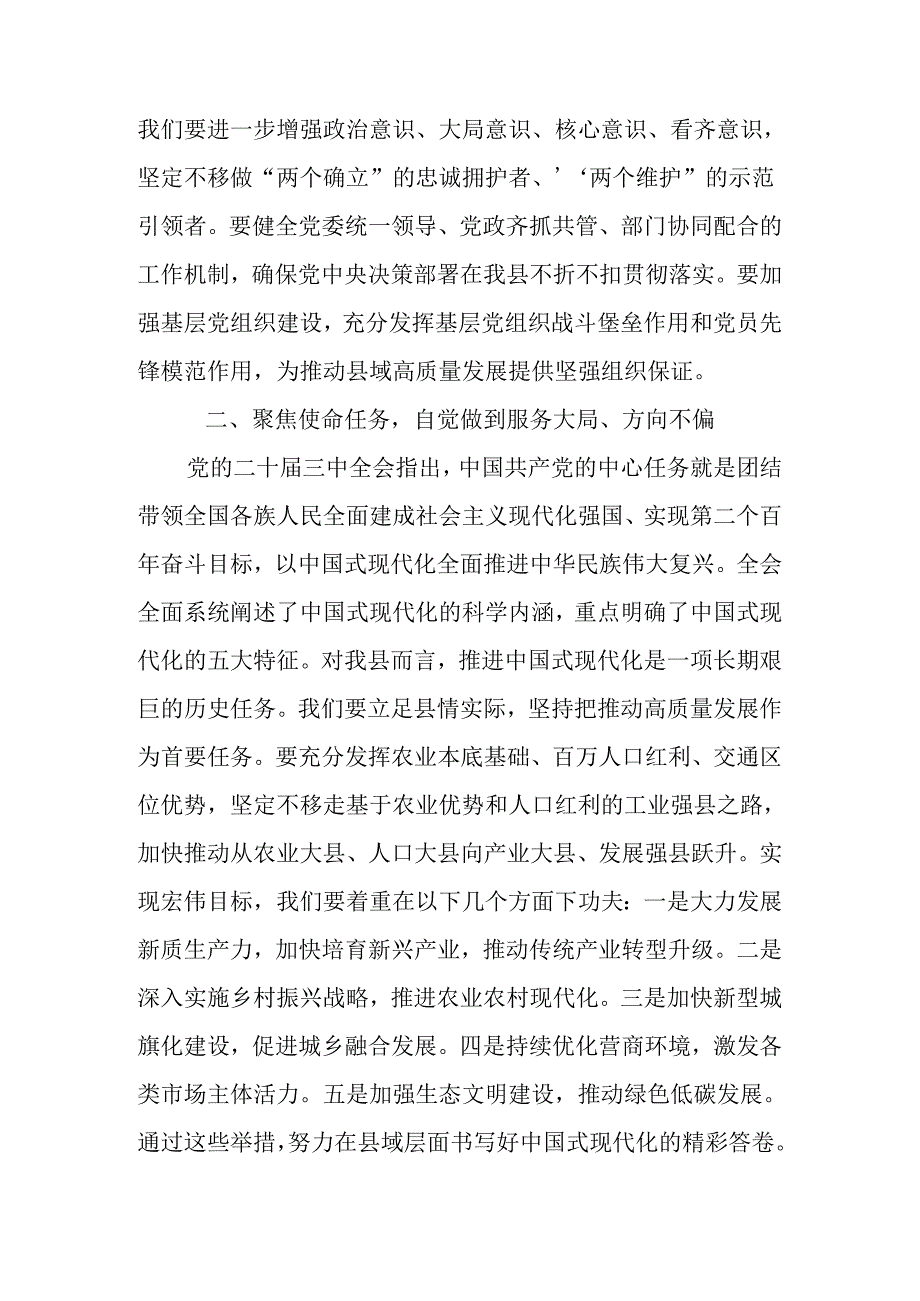 研讨发言材料：学习贯彻党的二十届三中全会精神推动县域高质量发展.docx_第2页