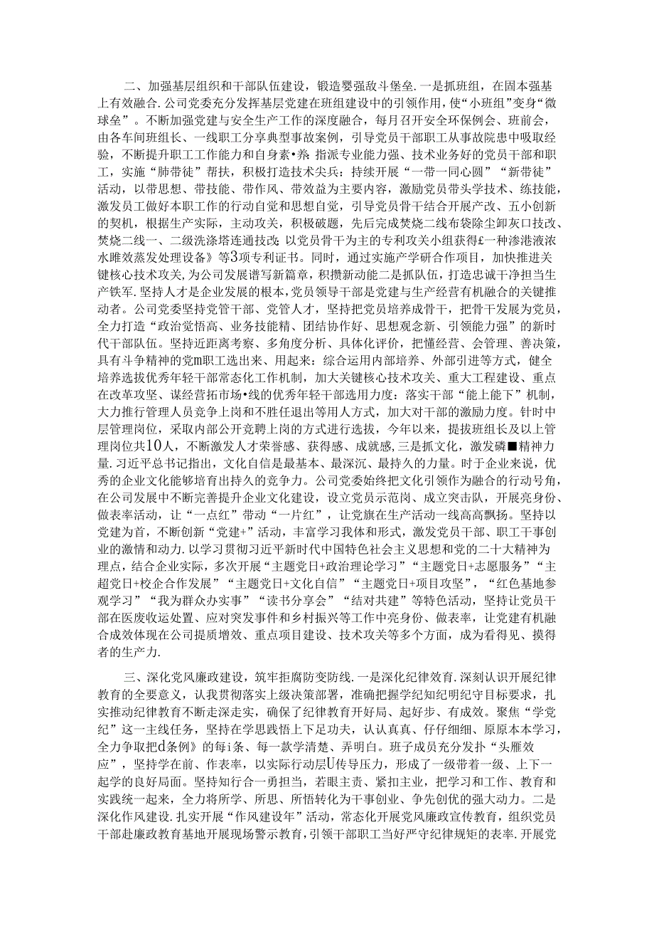 国企2024年上半年全面从严治党工作总结：坚持党建引领推动企业高质量发展.docx_第2页