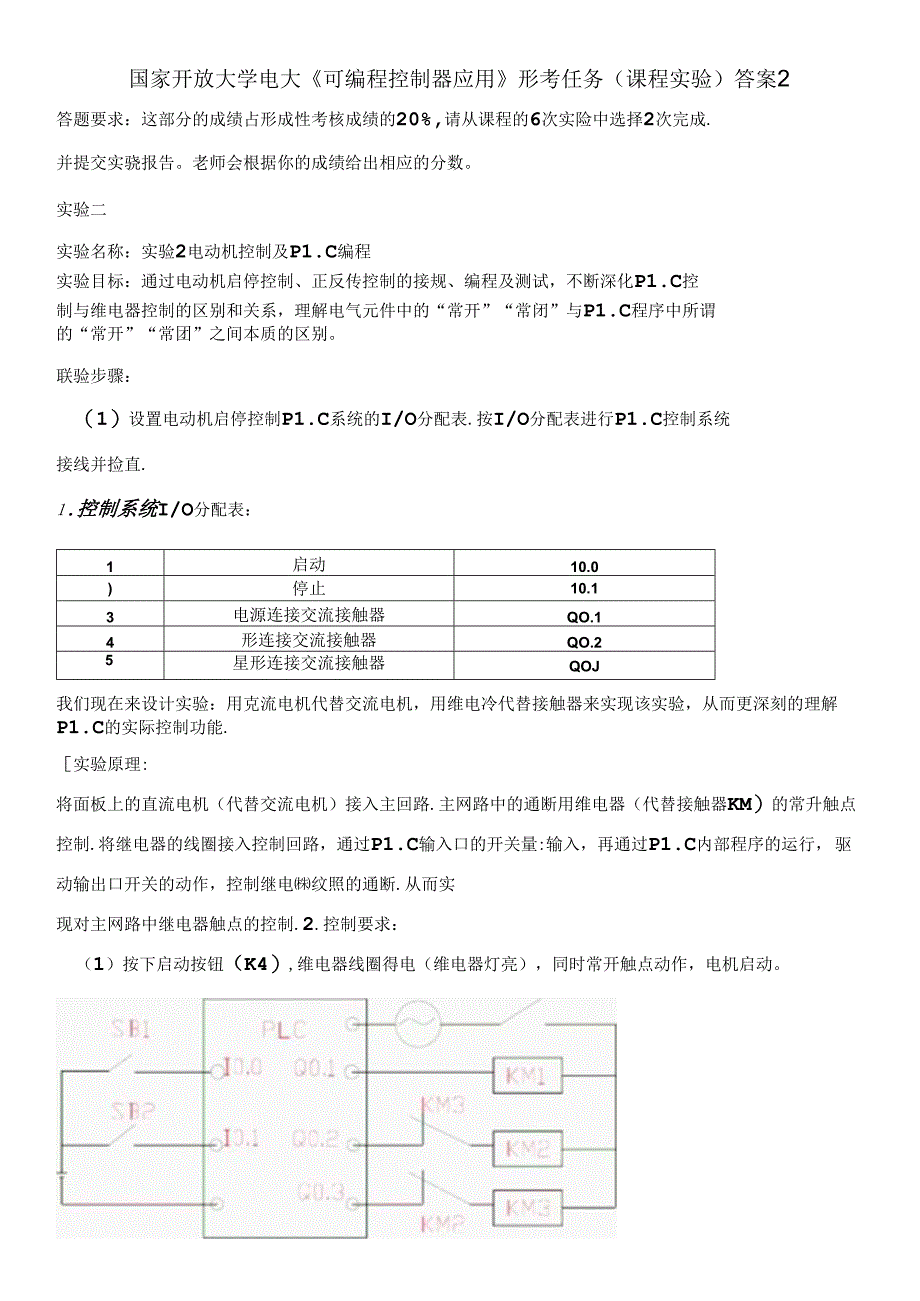 国家开放大学电大《可编程控制器应用》形考任务(课程实验)答案2.docx_第1页