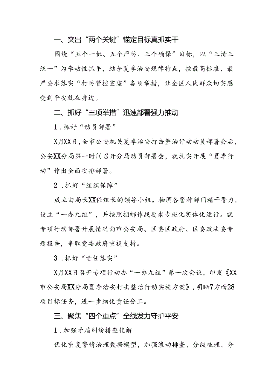 2024年公安开展夏季治安打击整治”百日行动工作总结五篇.docx_第3页