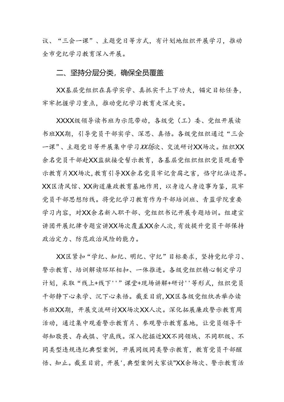 共7篇在学习贯彻2024年党纪集中教育工作阶段性总结和主要做法.docx_第2页