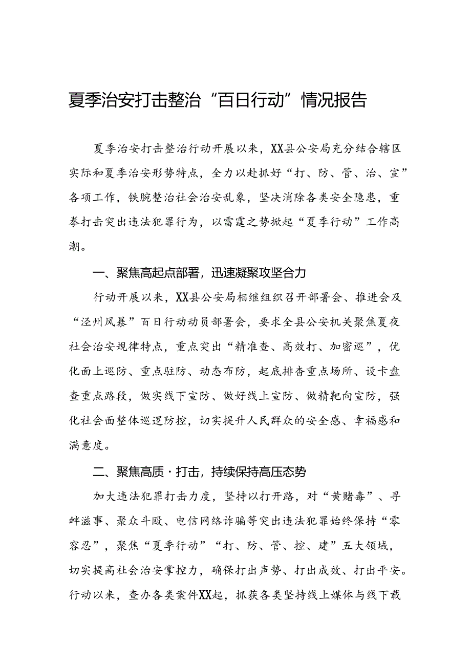 十八篇公安2024年夏季治安打击整治行动情况汇报.docx_第1页