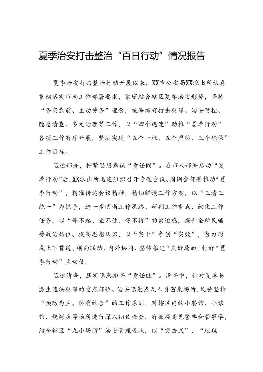 十二篇2024年公安夏季治安打击整治“百日行动”阶段性总结报告.docx_第1页