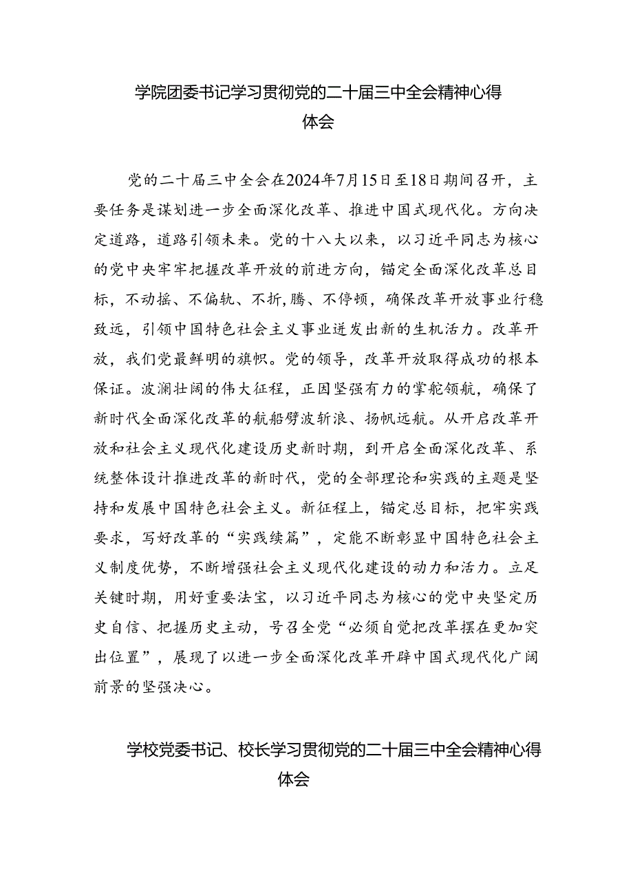 （8篇）学院党总支书记学习贯彻党的二十届三中全会精神心得体会（精选）.docx_第3页