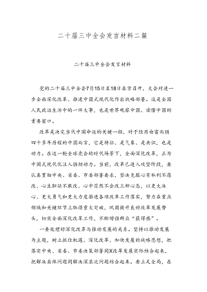 二十届三中全会发言材料二篇.docx