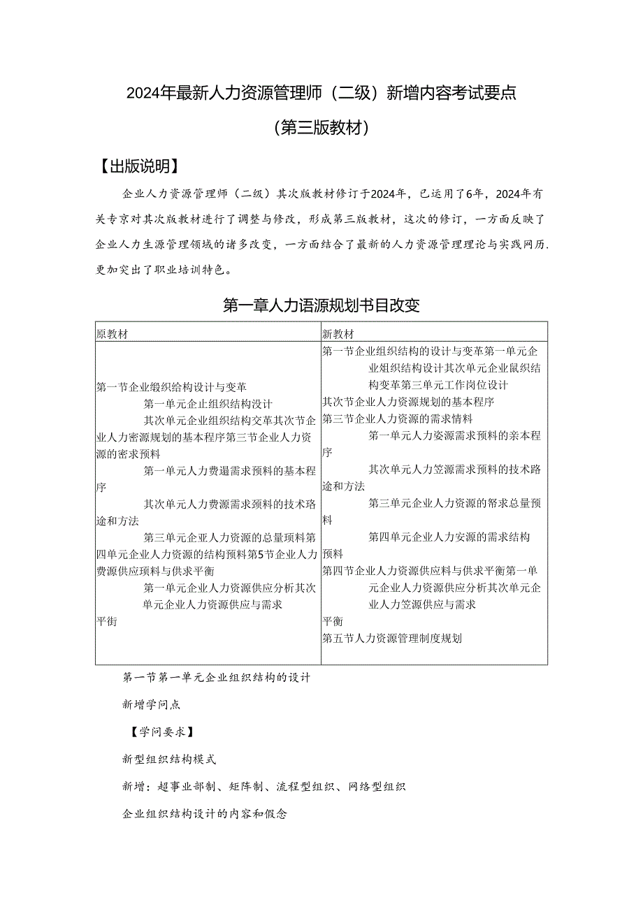 2024年人力资源管理师(二级)新增内容考试要点.docx_第1页