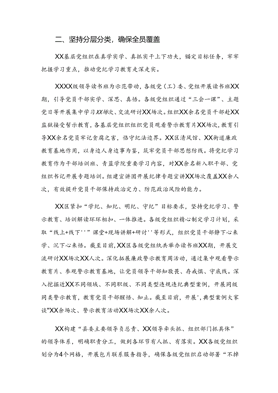 （九篇）关于开展2024年党纪专题教育工作自查报告含工作成效.docx_第2页