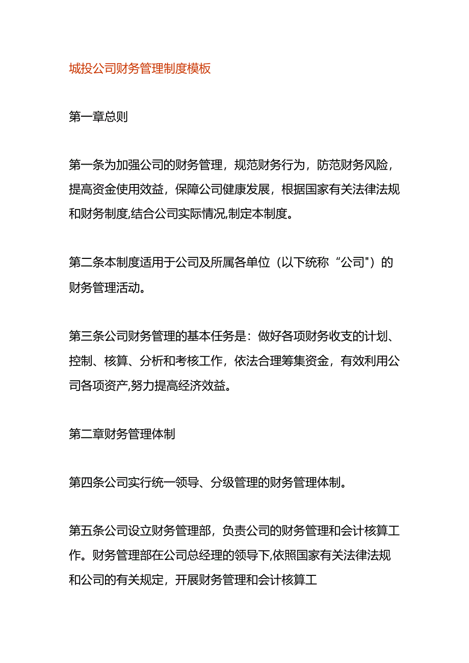 城投公司财务管理制度模板.docx_第1页