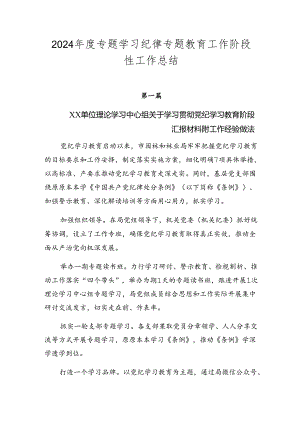 2024年度专题学习纪律专题教育工作阶段性工作总结.docx