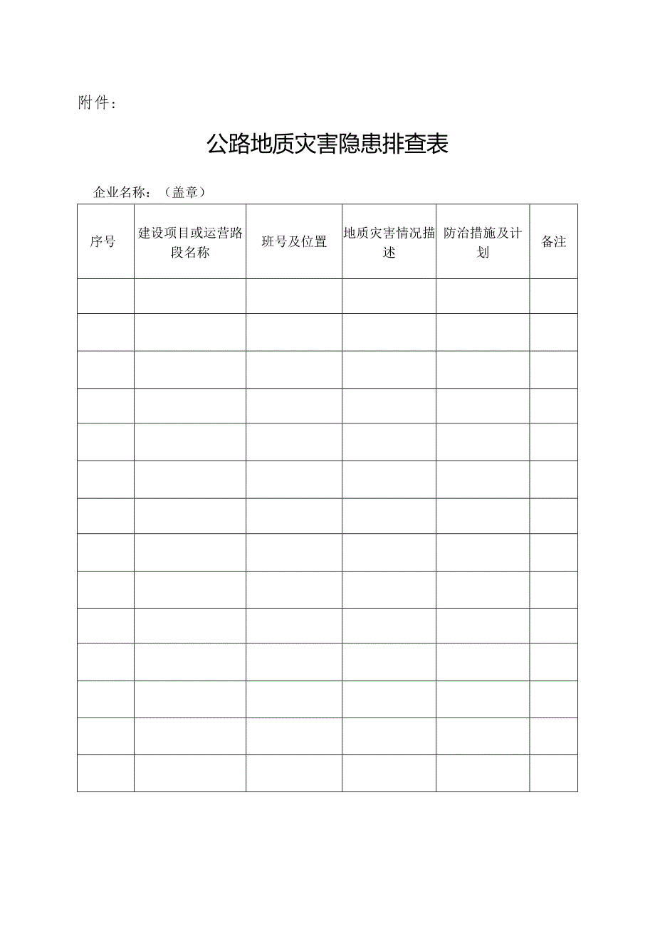 附件：公路地质灾害隐患排查表.docx_第1页