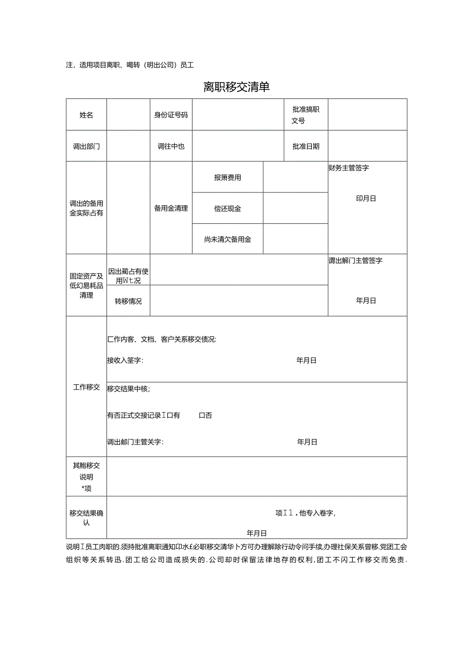 离职移交清单.docx_第1页