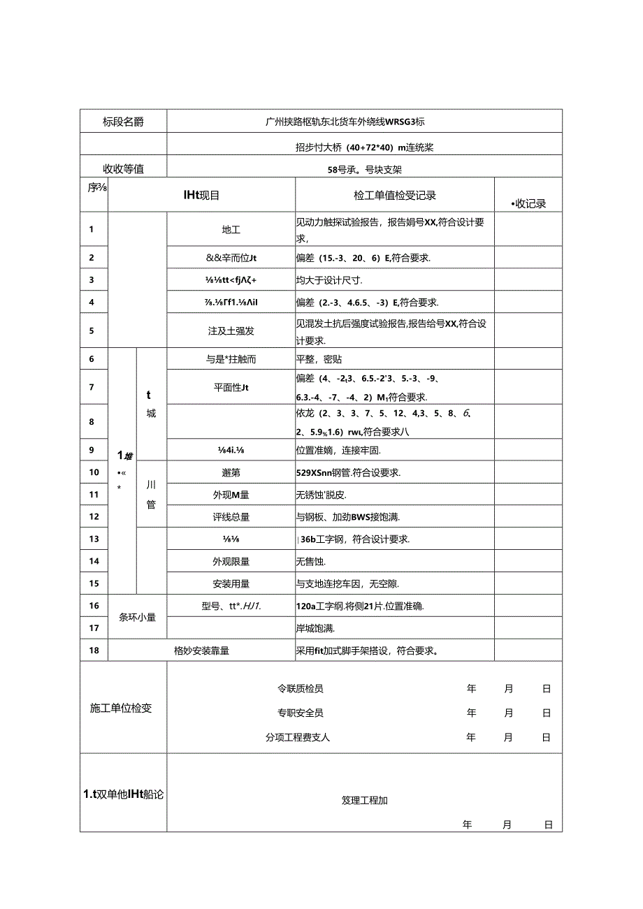 现浇梁支架验收记录表.docx_第1页