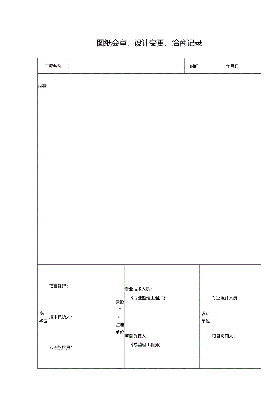 2.2 图纸会审、设计变更、洽商记录、设计交底记录、工程变更单、工程联络书.docx_第1页