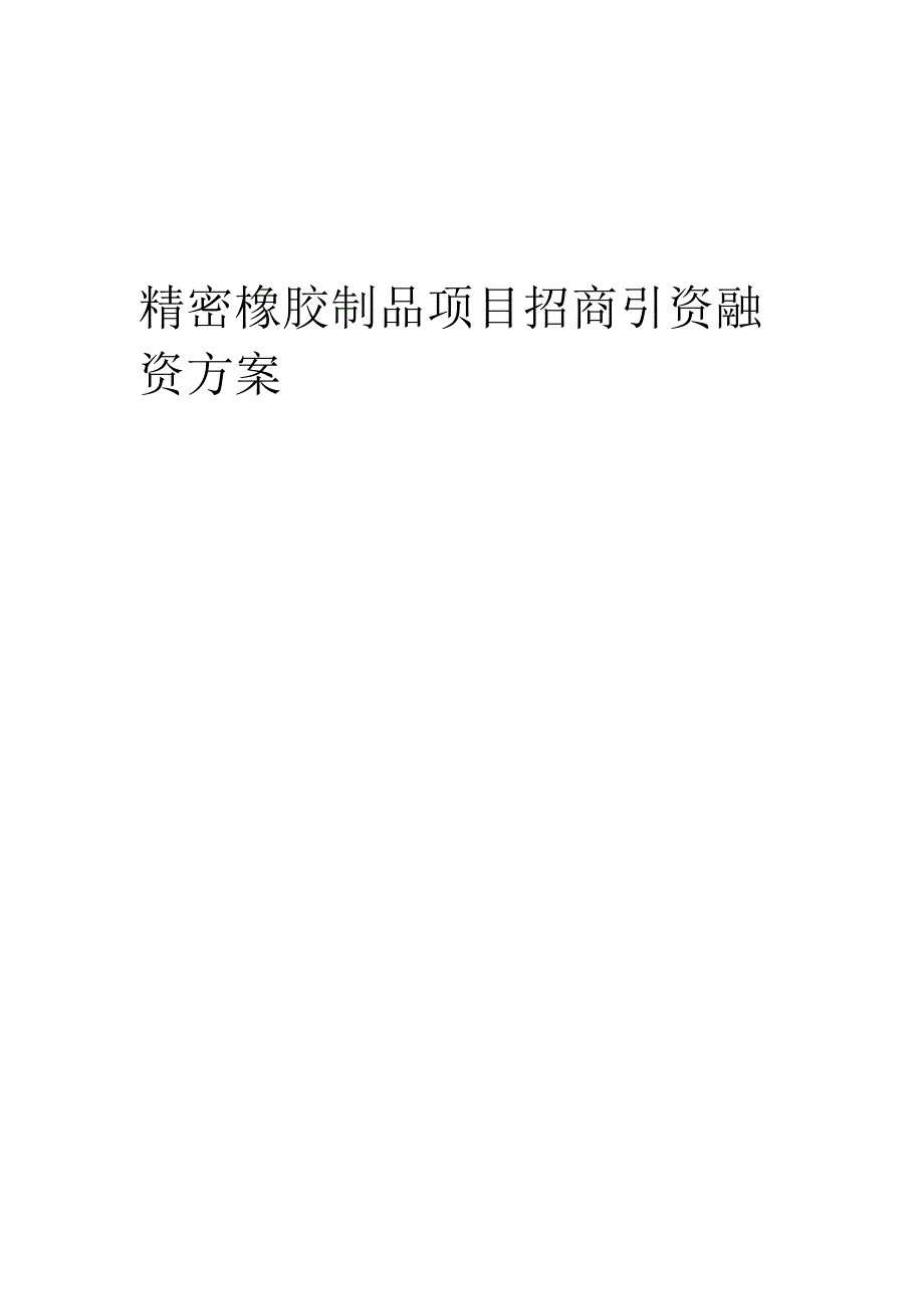 精密橡胶制品项目招商引资融资方案.docx_第1页