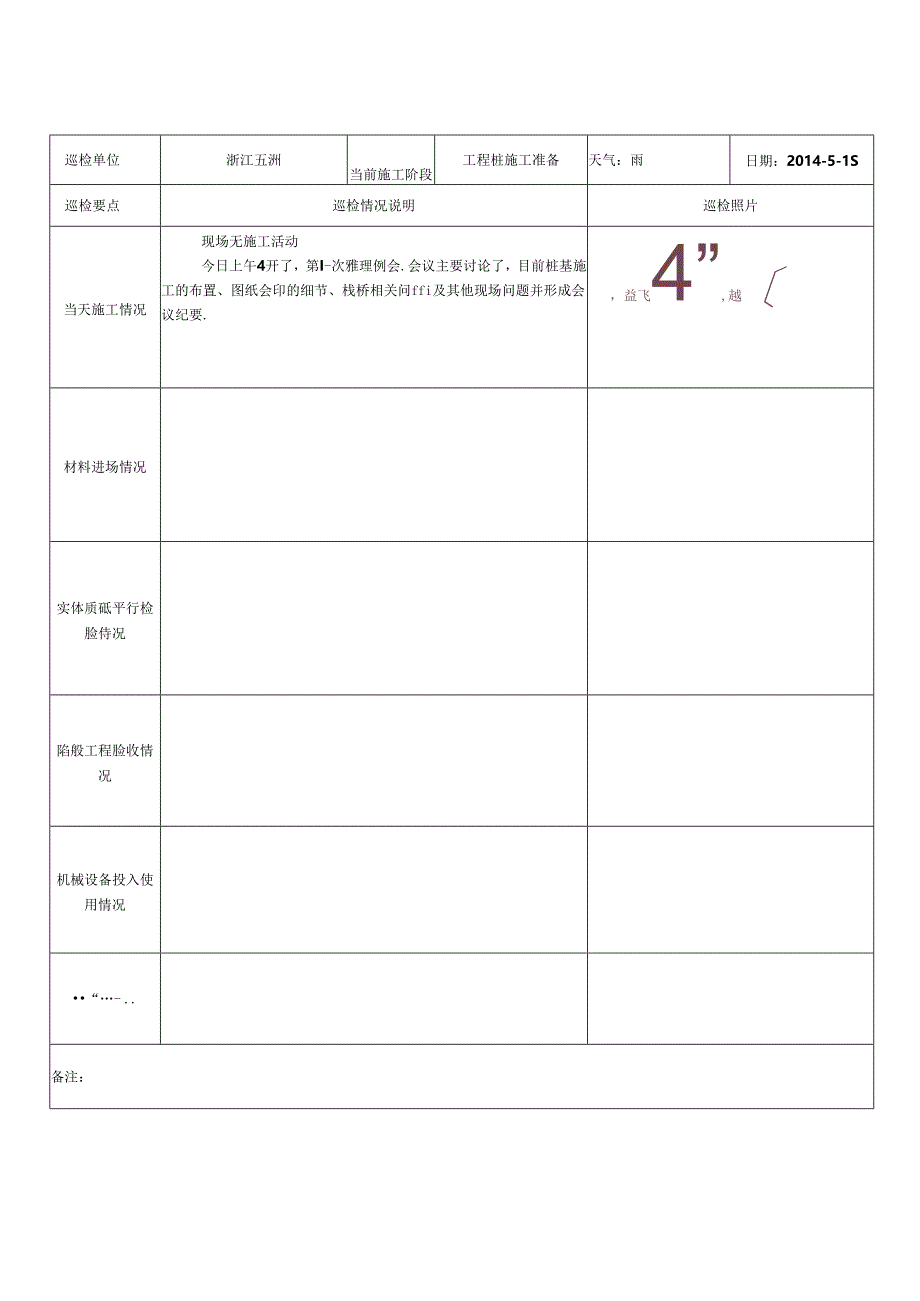 滨江广场三期日常巡查及安全巡查报表20140515.docx_第1页