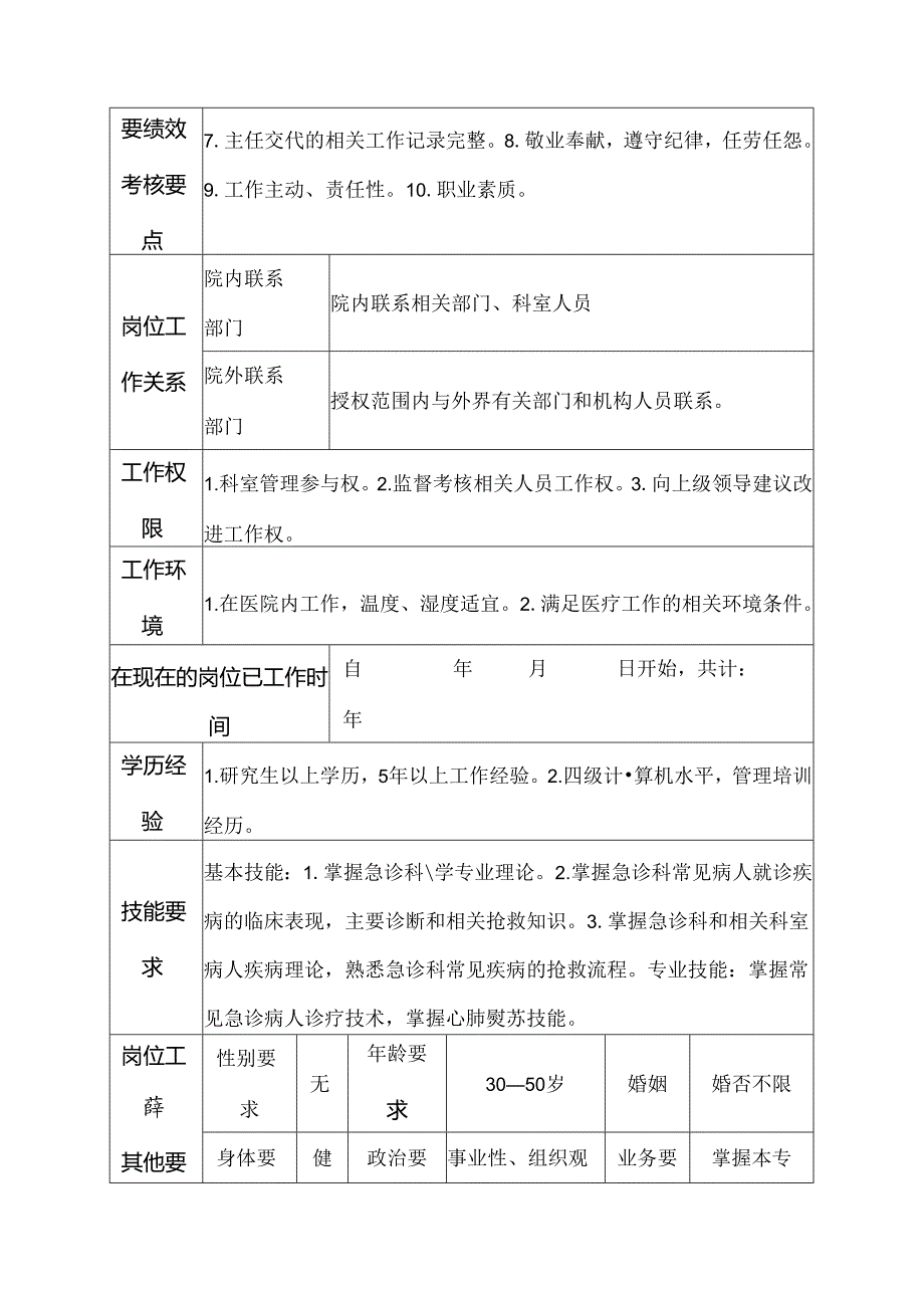 医院急诊科主任助理岗位说明书.docx_第3页