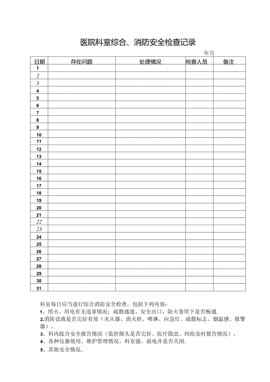 科室综合消防安全检查记录.docx_第1页