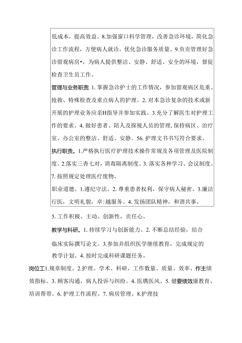 医院急诊科护士长岗位说明书.docx_第2页