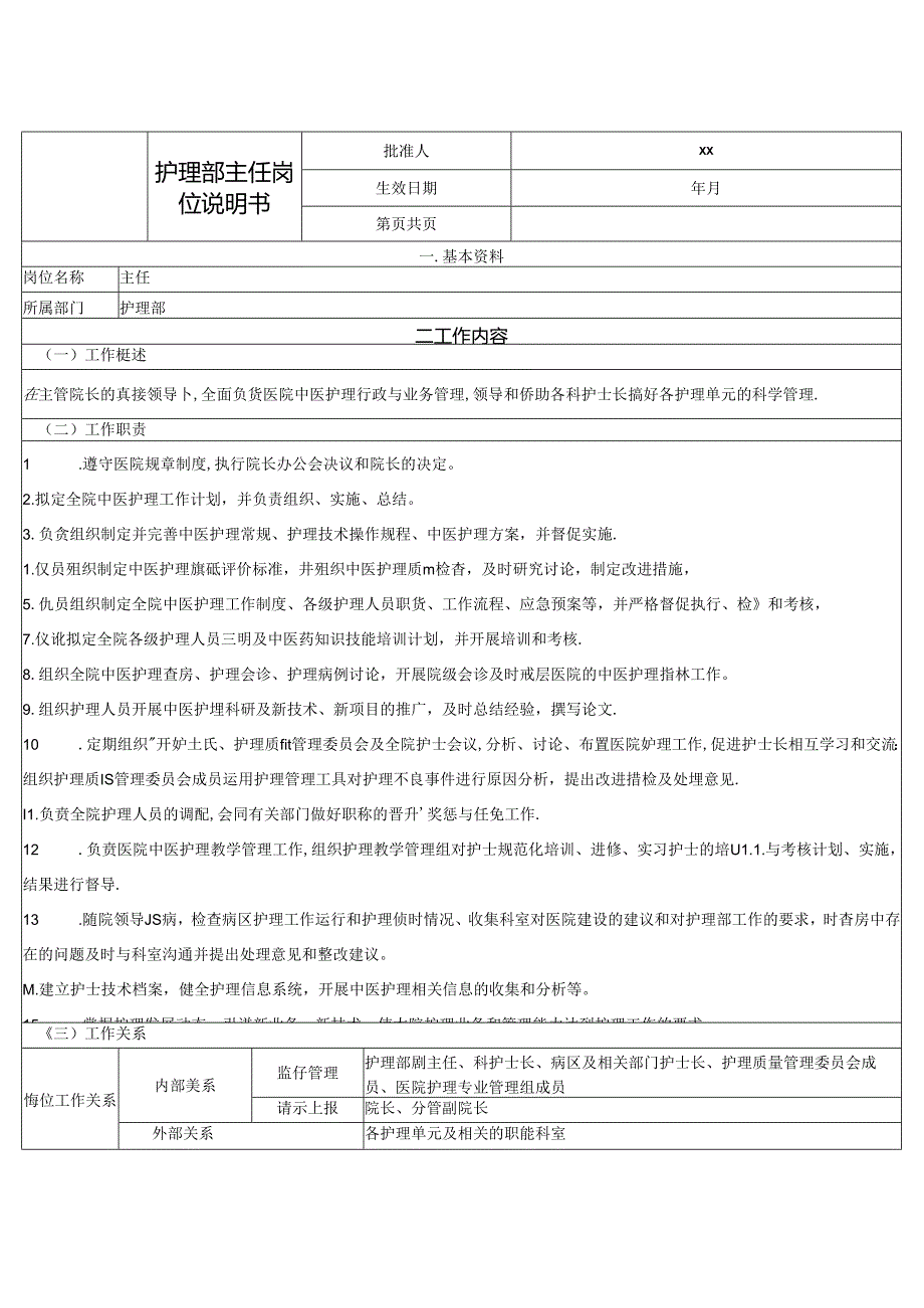 护理部主任岗位说明书.docx_第1页