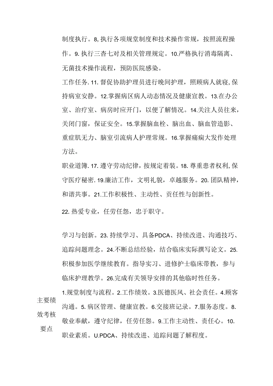 医院神经内科晚班（小夜班）护士岗位说明书.docx_第2页