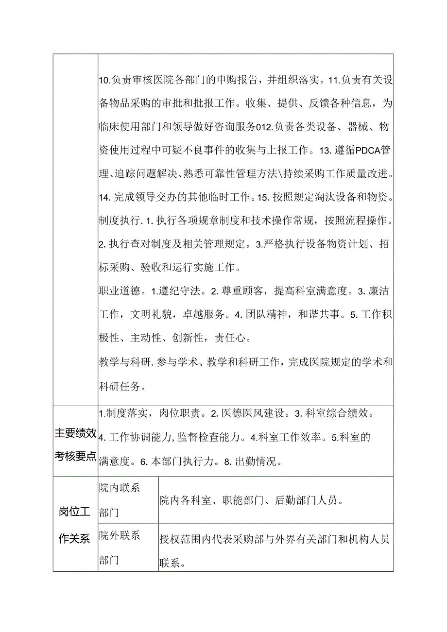 二级医院物资采购部主任岗位说明书.docx_第2页